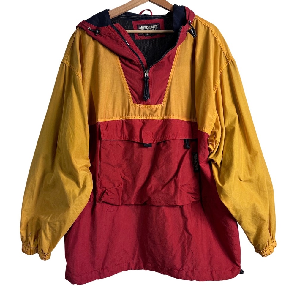 Vintage Abercrombie Performance ski snow Colorblock Anorak Jacket Hooded M 90s